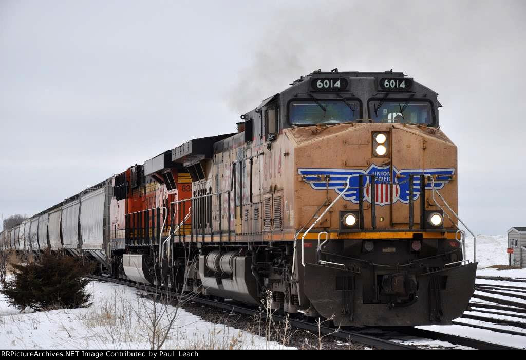 Grain train rolls north